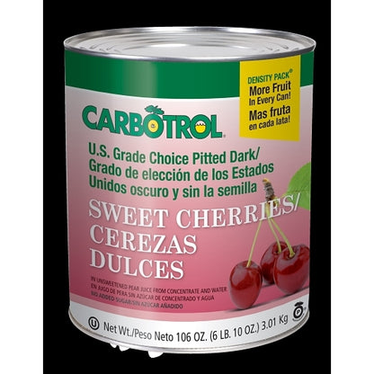 Carbotrol Pitted Sweet Dark Cherry, 6 x 105 oz Case - Dried Fruit & Fruit Snacks