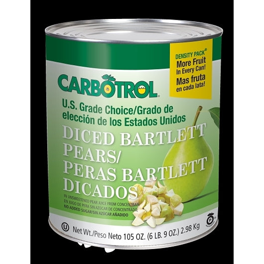 Carbotrol Choice Diced Pear in Juice, 6 x 104 oz Case - Dried Fruit & Fruit Snacks