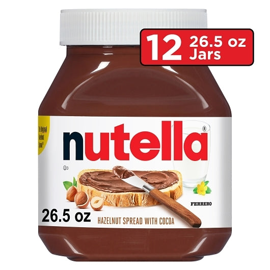 Nutella Hazelnut Spread Jar, 12 x 26.5 oz Case - Snacks