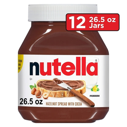 Nutella Hazelnut Spread Jar, 12 x 26.5 oz Case - Snacks