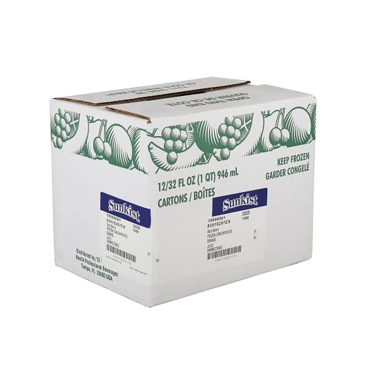 Sunkist Orange 100% Frozen Concentrate 3+1, 12 x 12 x 32 fl oz Case - GS1 closed shipping case image