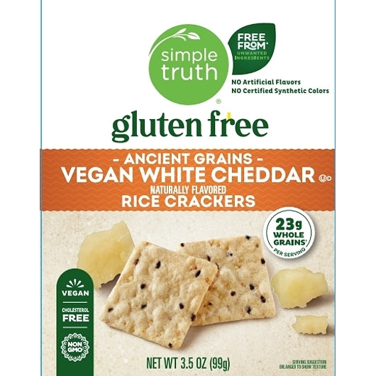 Simple Truth White Cheddar Rice Almond Crackers, 12 x 3.5 oz Case - Crackers & Grahams - image 2