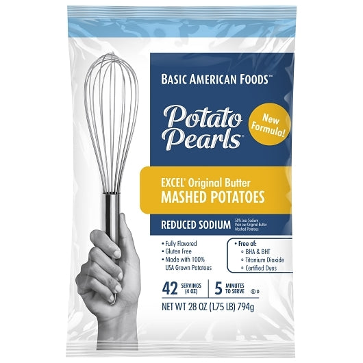 Basic American Foods Original Reduced Sodium Butter Mashed Potatoes, 12 x 28 oz Case - DOT product image 2
