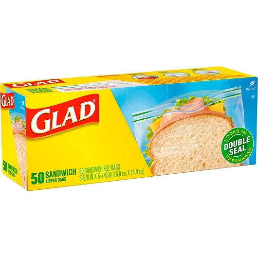 Glad FOOD STORAGE ZIPPER SANDWICH, 12 x 50 ct Case - DOT product image 6
