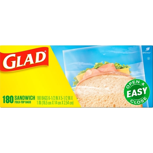 Glad FOLD TOP SANDWICH FOOD STORAGE, 12 x 180 ct Case - DOT product image 4