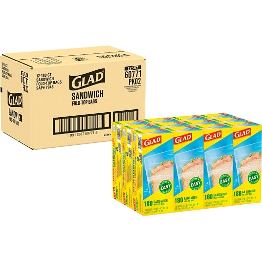 Glad FOLD TOP SANDWICH FOOD STORAGE, 12 x 180 ct Case - DOT product image 7