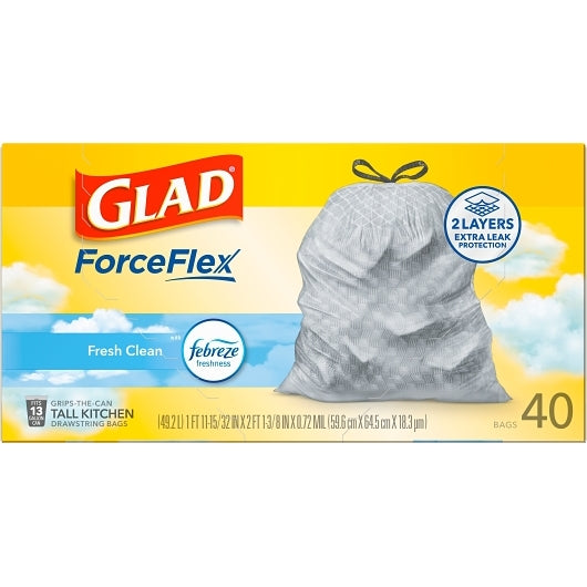 Glad TALL KITCHEN DRAWSTRINGS FRESH CLEAN, 6 x 40 ct Case - DOT product image 5