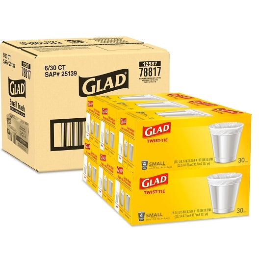 Glad GARBAGE BAG FLAT TOP SMALL, 6 x 30 ct Case - DOT product image 8