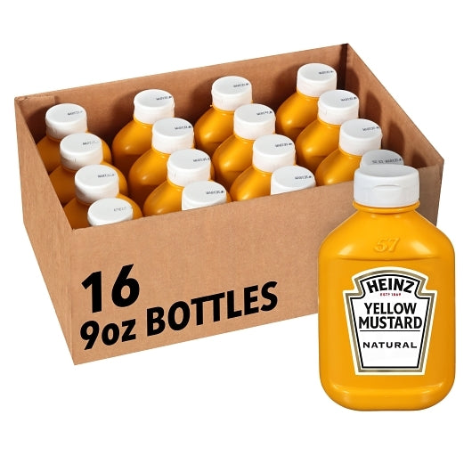 Mustard Forever Full Yellow Squeeze Mustard Bottle, 16 x 9 oz Case - Condiments & Sauces