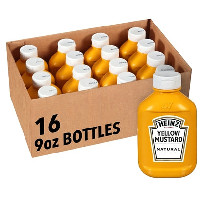 Mustard Forever Full Yellow Squeeze Mustard Bottle, 16 x 9 oz Case - Condiments & Sauces