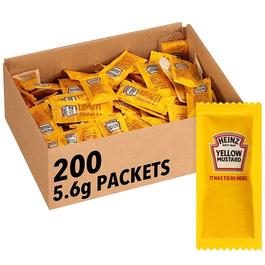 Heinz Kosher Mustard Single Serve, 200 x 0.2 oz Case - Condiments & Sauces