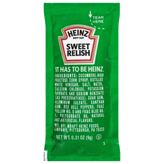 Heinz Sweet Relish Single Serve Packet, 500 x 0.31 oz Case - DOT product image 2