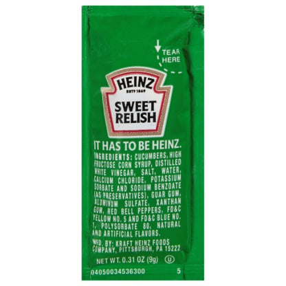 Heinz Sweet Relish Single Serve Packet, 200 x 9 GR Case - DOT product image 2