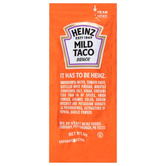 Heinz Single Serve Mild Taco Sauce, 200 x 9 GR Case - Condiments & Sauces