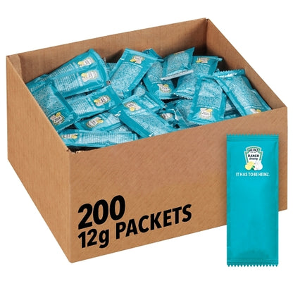 Heinz Ranch Dressing Single Serve Packets, 200 x 12 GR Case - Condiments & Sauces