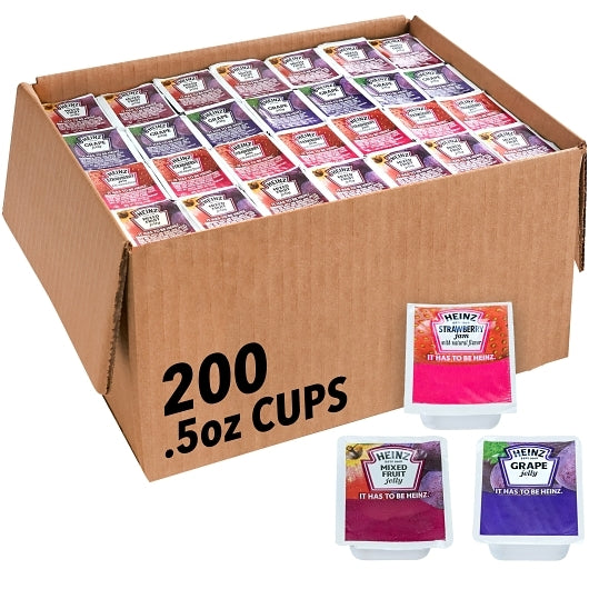 Jelly Assorted Single Serve Assorted Jelly Cups, 200 x 0.5 oz Case - Condiments & Sauces