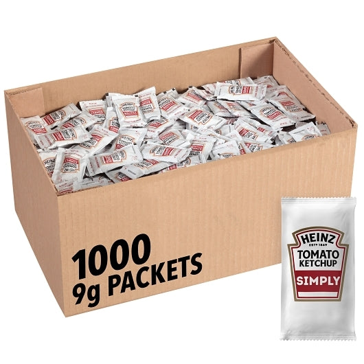 Simply Heinz Ketchup Single Serve Packets, 1000 x 9 GR Case - Condiments & Sauces