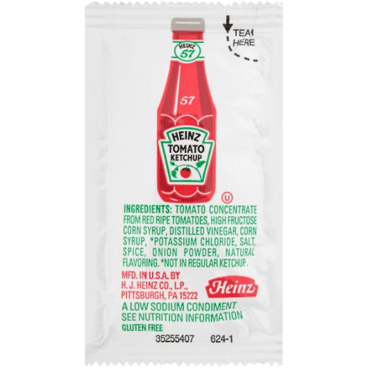 Heinz Ketchup Low Sodium Packets, 1000 x 9 GR Case - Condiments & Sauces