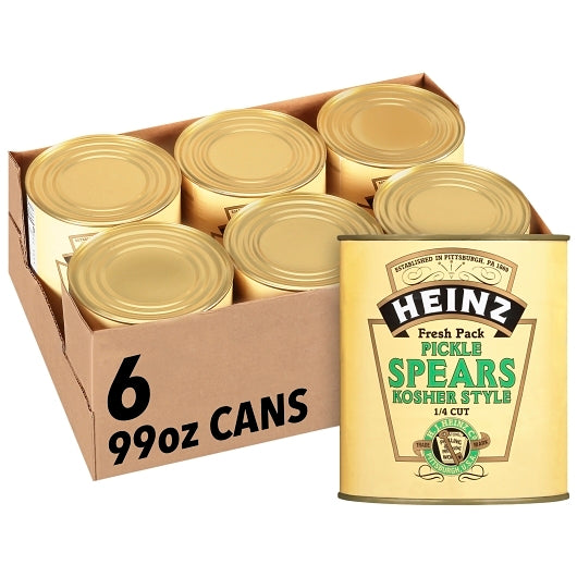 Heinz Dill 74 Count Pickle Spear Bulk, 6 x 3.094 QT Case - Condiments & Sauces
