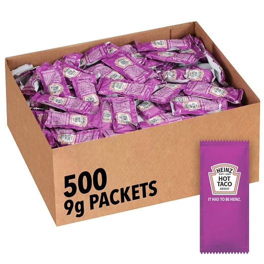 Heinz Hot Taco Hot Sauce Single Serve Packet, 500 x 9 GR Case - Condiments & Sauces