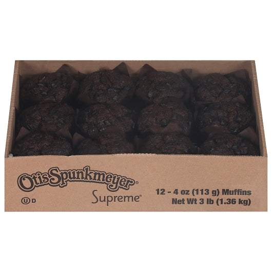 Otis Spunkmeyer Decadent Chocolate Muffin with Chocolate Chips Tulip Cup Tray Bulk Pack, 2 x 12 x 4 oz Case - DOT product image 2