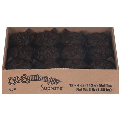 Otis Spunkmeyer Decadent Chocolate Muffin with Chocolate Chips Tulip Cup Tray Bulk Pack, 2 x 12 x 4 oz Case - DOT product image 2
