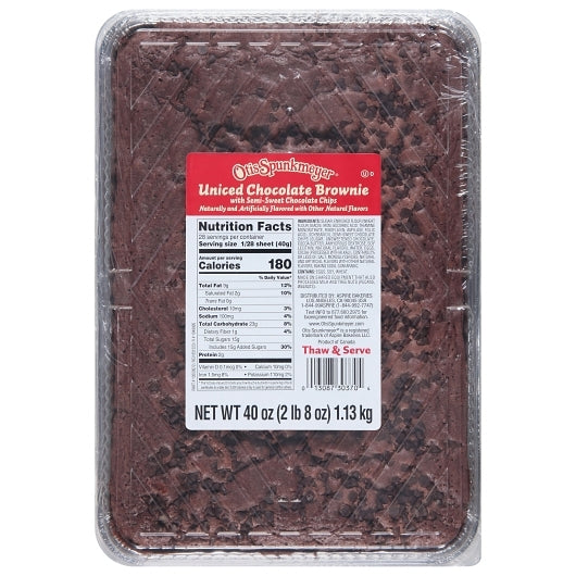 Otis Spunkmeyer Uniced Chocolate & Semi-Sweet Chocolate Chip Brownie, 8 x 40 oz Case - DOT product image 2