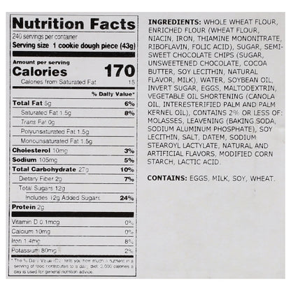 Delicious Essentials Chocolate Chip With 51% Whole Grain Frozen Cookie Dough, 8 x 30 x 1.5 oz Case - DOT product image 8