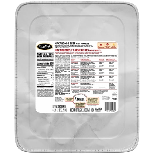 Nestle Stouffers Macaroni & Beef with Tomatoes, 4 x 4.75 lb Case - DOT product image 2