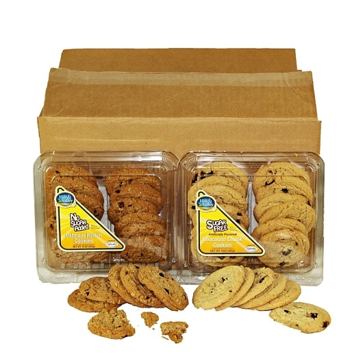 Hill & Valley Sugar Free Chocolate Chunk & Oatmeal Raisin Cookies, 8 x 8 each Case - Bakery & Desserts