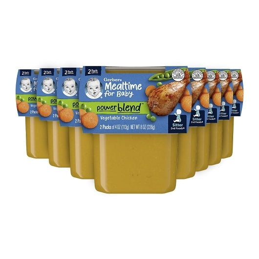 Gerber Mealtime Power Blend Vegetable Chicken Puree Tub, 2X 4 Oz, 8 x 8 oz Case - Fruit & Sides - image 2