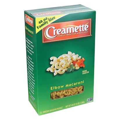 Creamette Pasta Elbow Macaroni, 8 x 48 oz Case - Pantry Ingredients