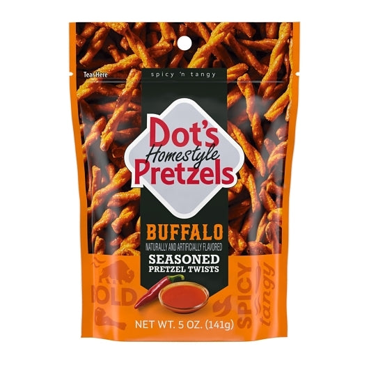 Assortments Homestyle Pretzels Buffalo Flavored Seasoned Pretzel Twists Bag, 10 x 5 oz Case - Popcorn, Pretzels & Snack 