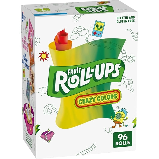 Fruit Roll Crazy Individually Wrapped Crazy Colors Fruit Snacks, 96 x 0.5 oz Case - DOT product image 3