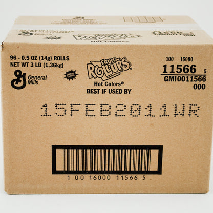Fruit Roll-Ups Individually Wrapped Reduced Sugar Blastin' Berry Fruit Snacks, 96 x 0.5 oz Case - GS1 closed shipping case image
