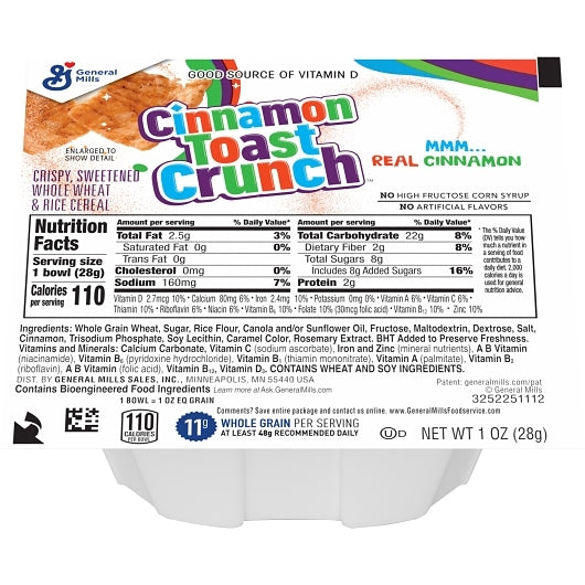 Cinnamon Toast Crunch Cereal Single Serve Bowl Pack, 96 x 1 oz Case - DOT product image 3