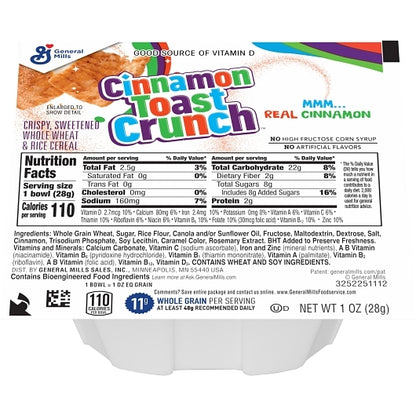 Cinnamon Toast Crunch Cereal Single Serve Bowl Pack, 96 x 1 oz Case - DOT product image 3