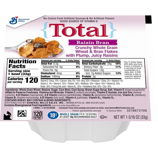 Total Raisin Bran Cereal, 96 x 1.19 oz Case - DOT product image 4