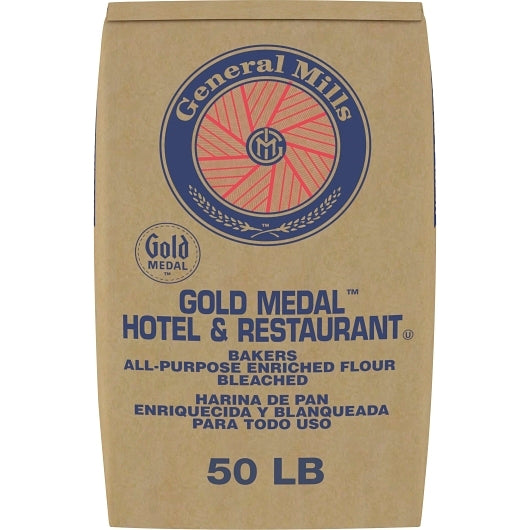 Gold Medal Hotel & Restaurant Bakers All Purpose Enriched Bleached Flour, 1 x 50 lb Case - Pantry Ingredients
