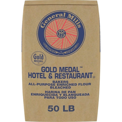 Gold Medal Hotel & Restaurant Bakers All Purpose Enriched Bleached Flour, 1 x 50 lb Case - Pantry Ingredients