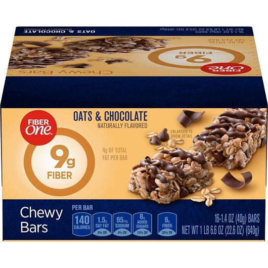 Fiber One Oats & Chocolate Granola Bar, 8 x 16 x 1.4 oz Case - DOT product image 5