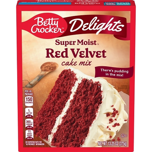 Betty Crocker Red Velvet Cake Mix, 12 x 13.25 oz Case - Bakery & Desserts