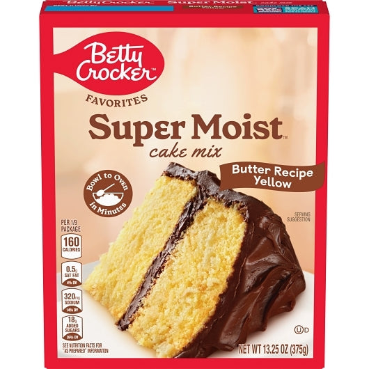 Betty Crocker Super Moist Butter Recipe Yellow Cake Mix, 12 x 13.25 oz Case - Bakery & Desserts