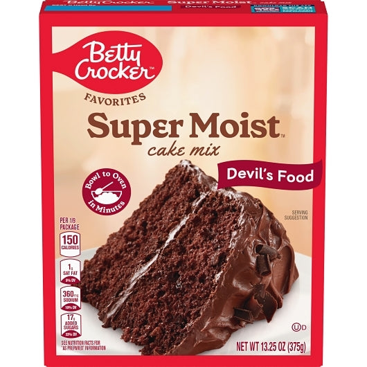 Betty Crocker Devil's Food Cake Mix, 12 x 13.25 oz Case - Bakery & Desserts