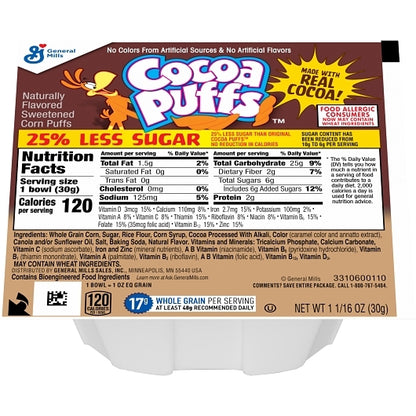 Cocoa Puffs Cereal Bowl Pack, 96 x 1.06 oz Case - DOT product image 2