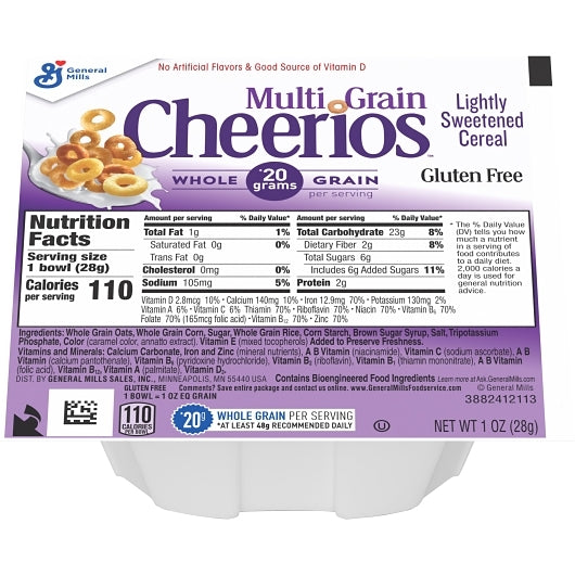 Cheerios Multigrain Bowl Pak Multi-Grain Cereal, 96 x 1 oz Case - DOT product image 4