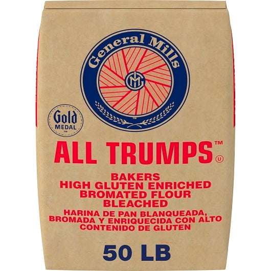 Gold Medal All Trumps Bakers High Gluten Enriched Bromated Bleached Flour, 1 x 50 lb Case - Pantry Ingredients