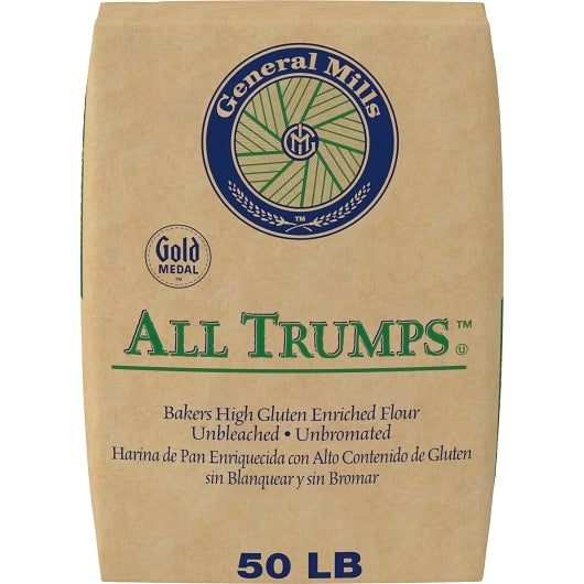 All Trumps Enriched All Trumps Bakers High Gluten Enriched Unbleached Unbromated Flour, 1 x 50 lb Case - Pantry