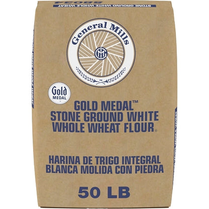 General Mills Stone Ground White Whole Wheat Flour, 1 x 50 lb Case - Pantry Ingredients