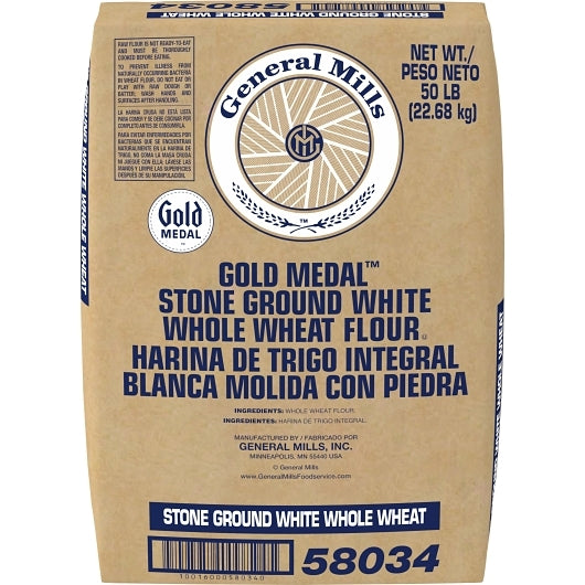 General Mills Stone Ground White Whole Wheat Flour, 1 x 50 lb Case - DOT product image 2